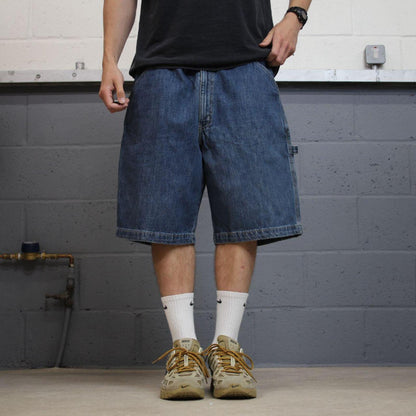 Baggy denim carpenter shorts cargo blue Member's Mark skater surf style jorts