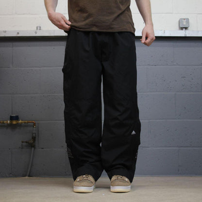 Adidas tracksuit bottoms loose leg black Loose Velcro leg embroidered track pants