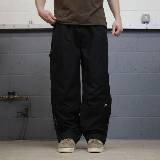 Adidas tracksuit bottoms loose leg black Loose Velcro leg embroidered track pants
