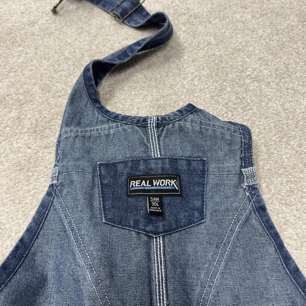Vintage y2k denim dungarees loose leg blue Real Work workwear bib & brace overalls utility