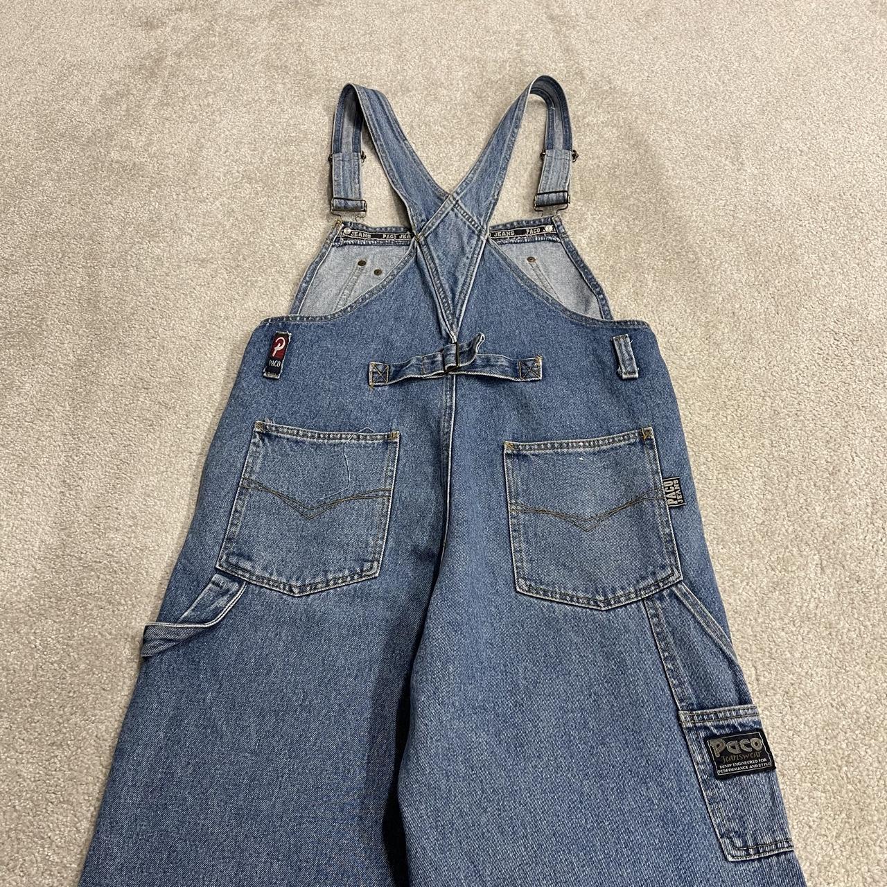 PACO baggy dungarees y2k blue denim overalls Vintage workwear bib & brace utility