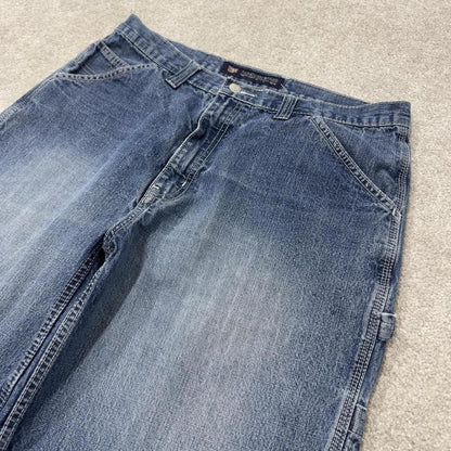 Denim carpenter shorts cargo loose blue Faded Glory skater style surf jorts