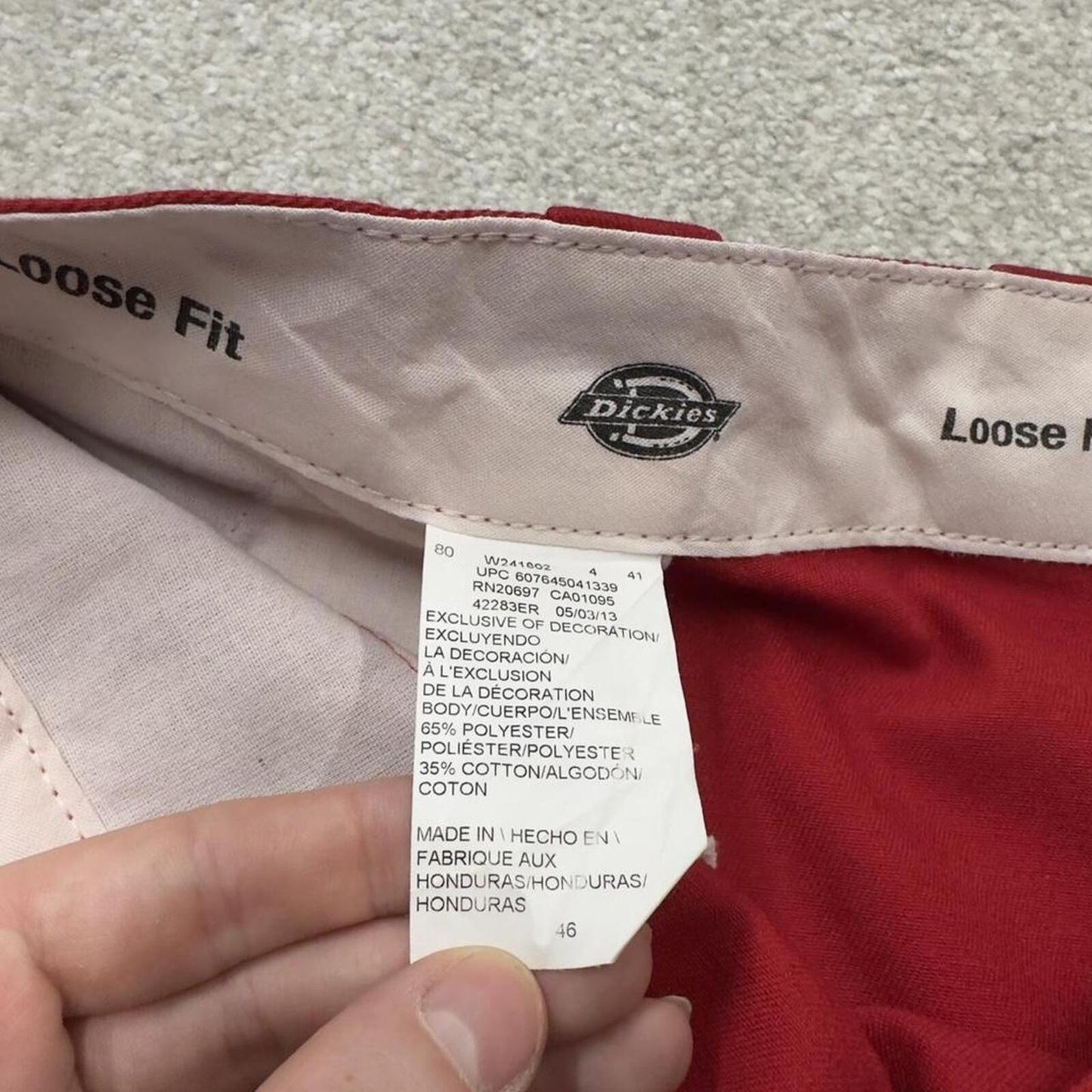 Dickies extra baggy chino shorts carpenter red Surf style skater shorts long wide leg festival