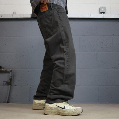 Levi’s 505 jeans y2k W40L30 grey straight leg 2000s style red tab logo pants