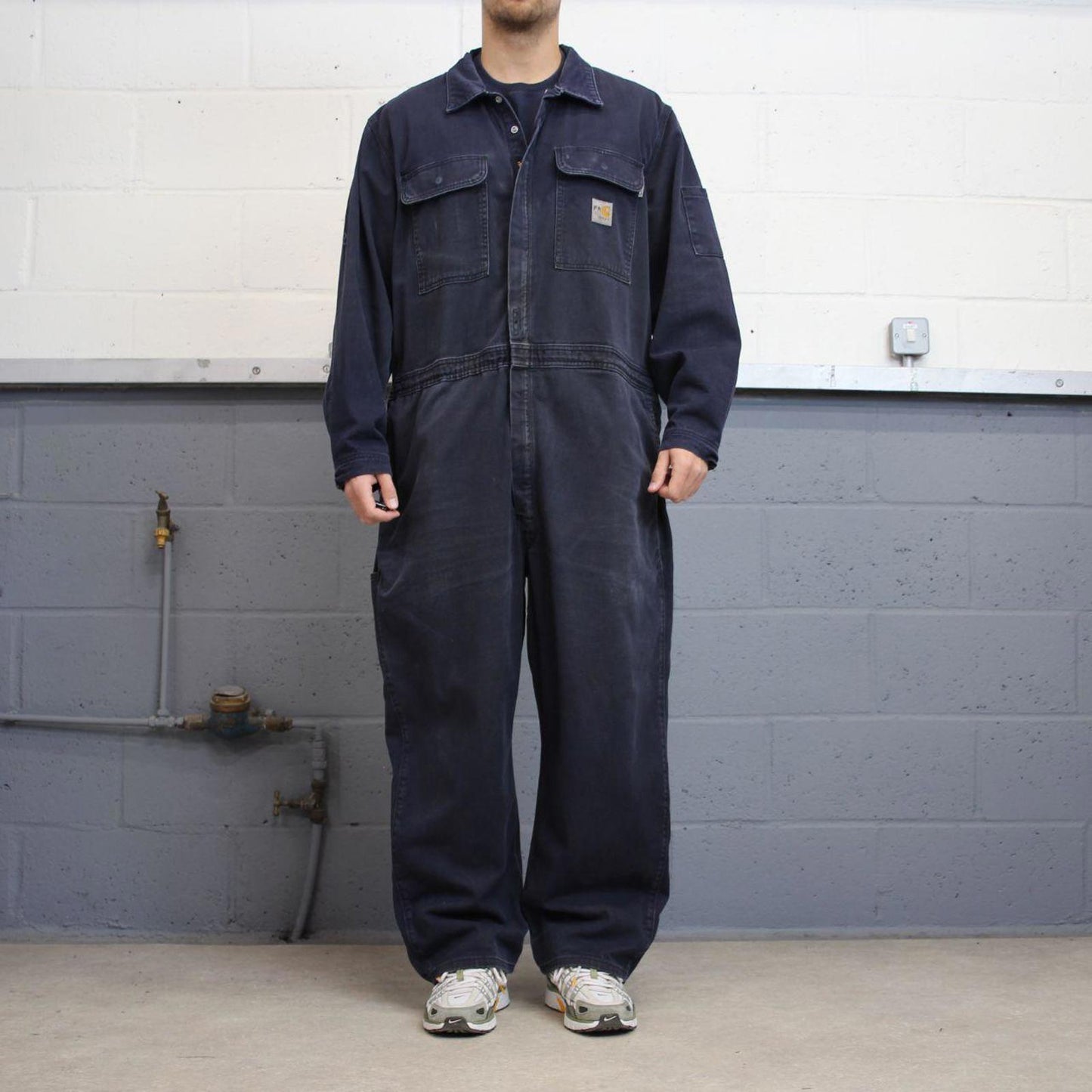 Navy Carhartt FR boilersuit 50 Short XL thick unlined fire resistant coveralls heavy duty workwear