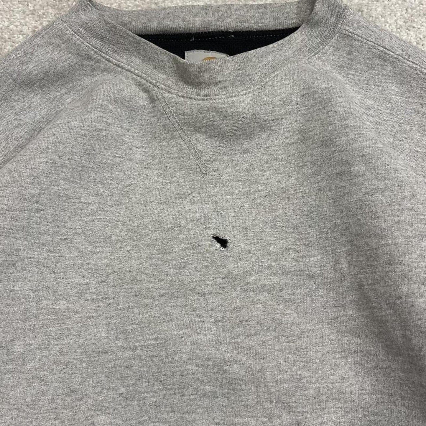 Vintage Carhartt sweatshirt mesh lined grey Super thick workwear pullover patch logo