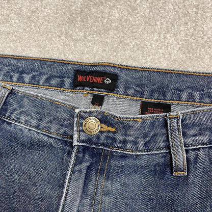 Baggy denim carpenter shorts cargo blue Wolverine skater style surf jorts