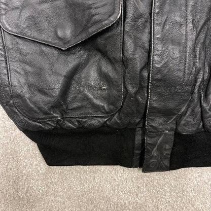 Vintage leather flight aviator bomber jacket black Air Force boxy genuine leather flight coat