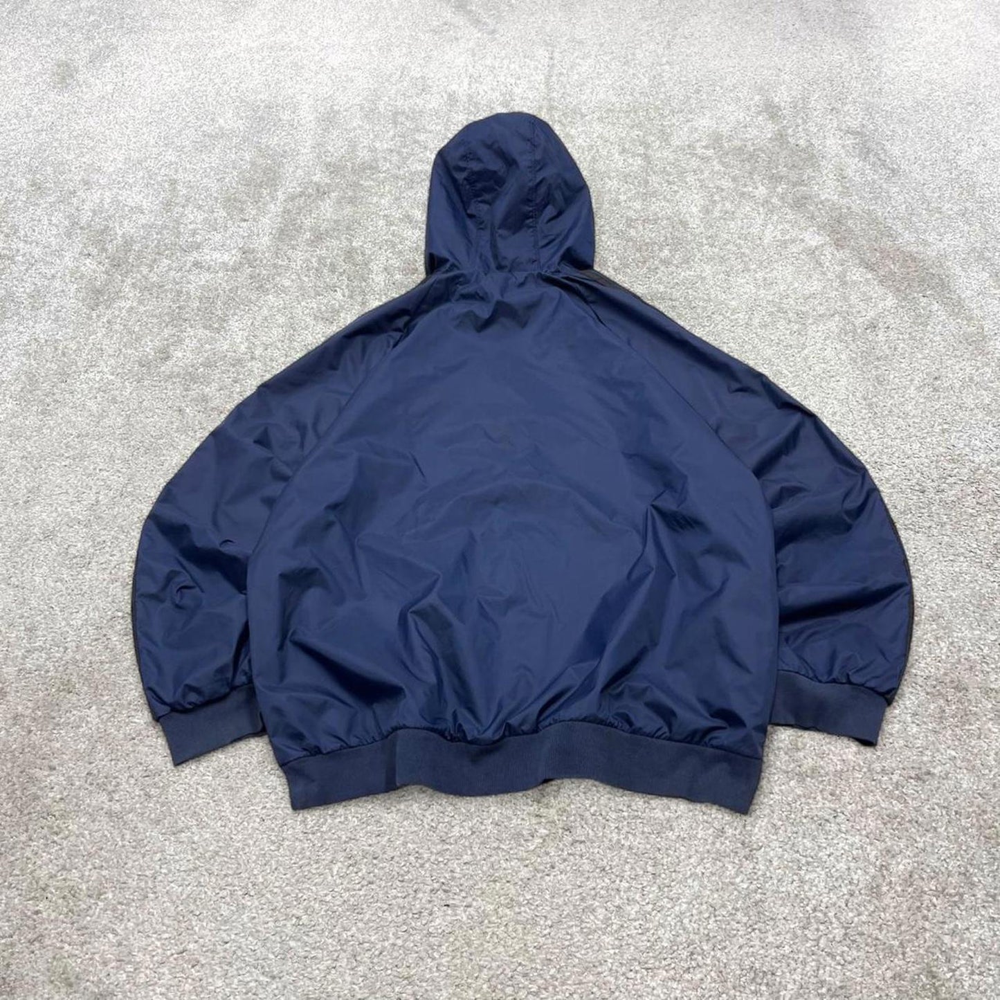Vintage Y2K adidas reversible windbreaker jacket navy Hooded side stripe technical coat