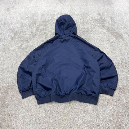 Vintage Y2K adidas reversible windbreaker jacket navy Hooded side stripe technical coat