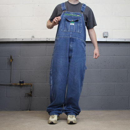 Liberty baggy denim Dungarees wide leg blue Vintage farm work bib & brace overalls utility