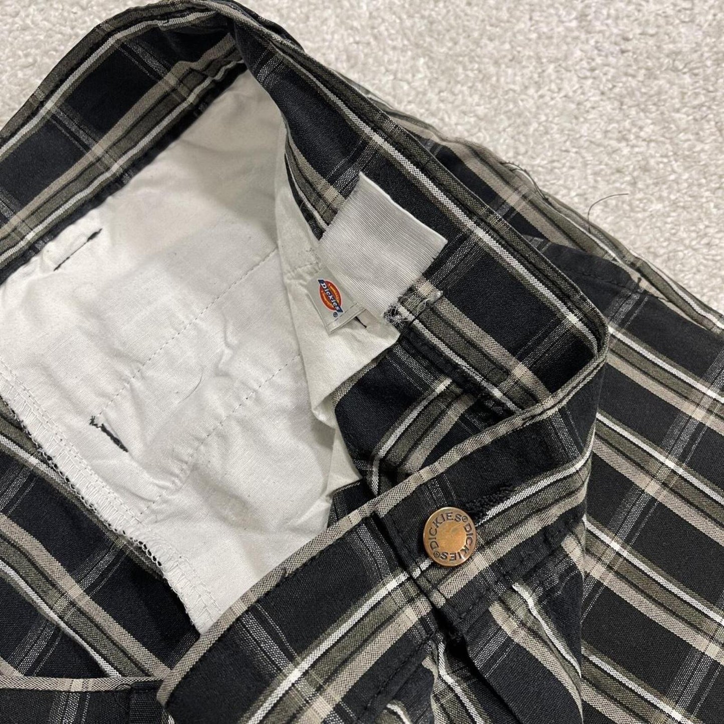 Dickies baggy checkered shorts carpenter black Check surf style skater shorts long wide leg