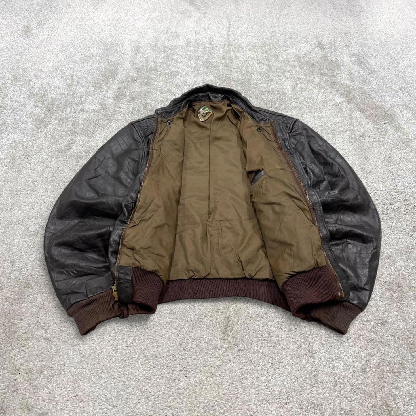 Vintage leather flight aviator bomber jacket brown L.L.Bean boxy genuine leather coat
