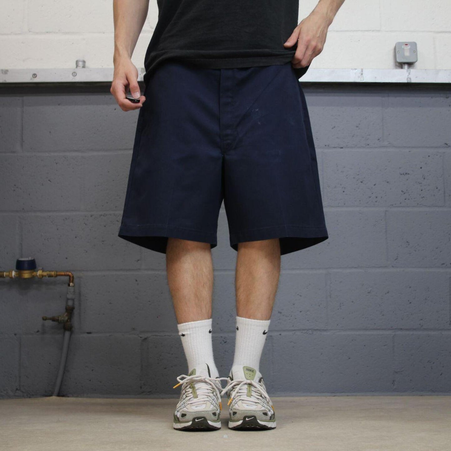 Baggy Dickies chino shorts navy Twill chino skater style shorts loose leg