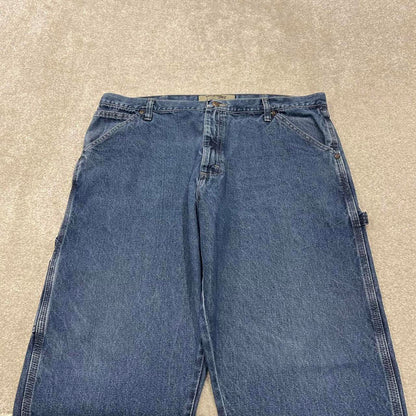 Y2K baggy fit Wrangler carpenter jeans blue Loose wide leg denim skate style workwear cargo pants