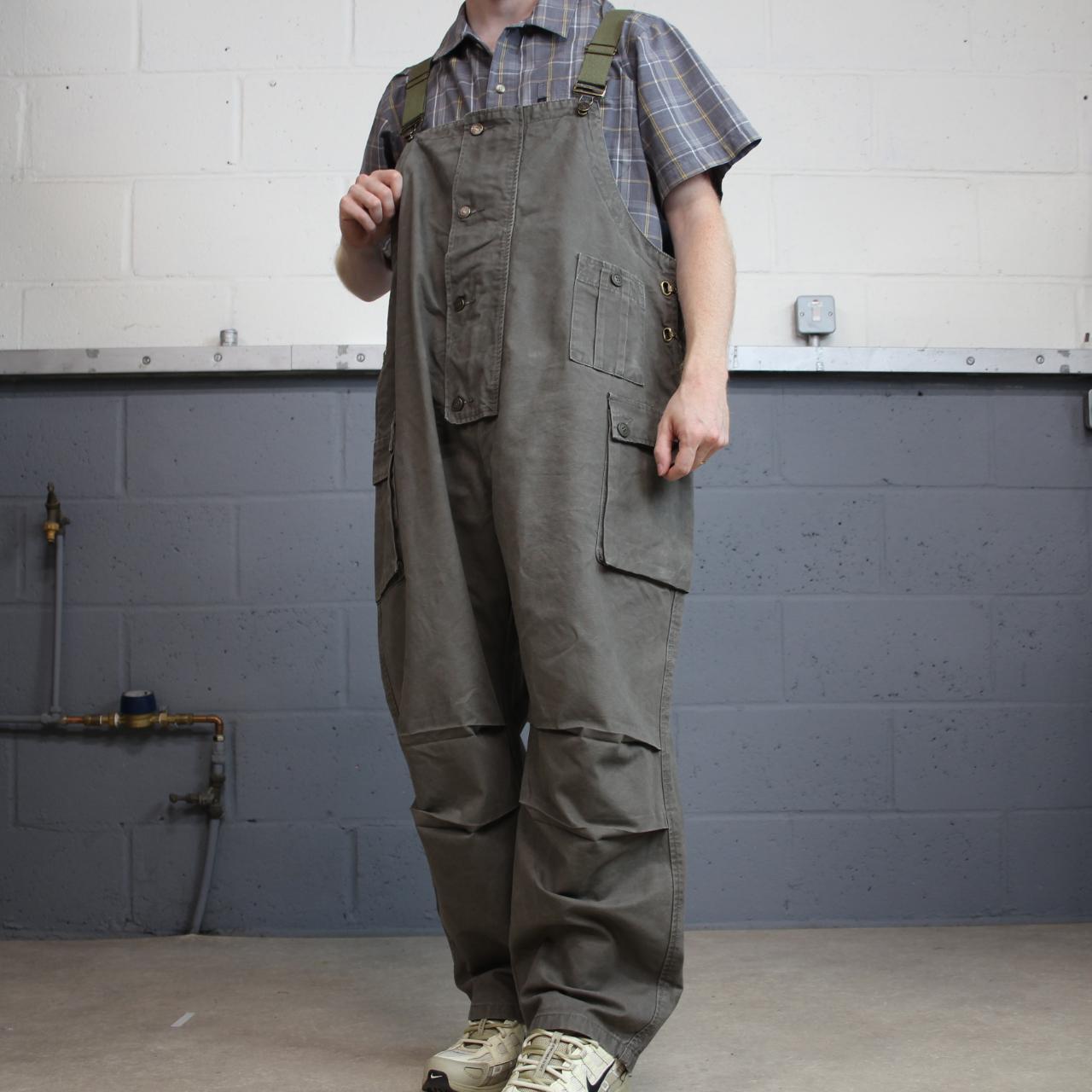 Vintage baggy utility dungarees 00s overalls khaki XXL festival skate wear