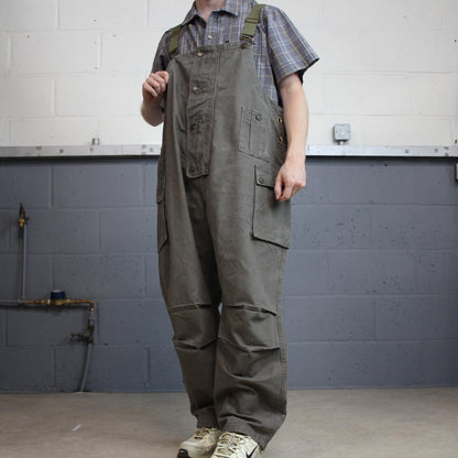 Vintage baggy utility dungarees 00s overalls khaki XXL festival skate wear