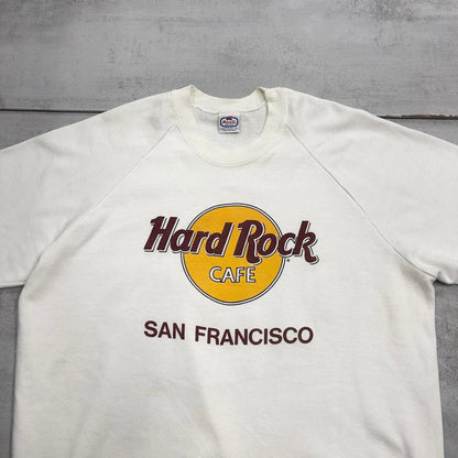 Y2K Hard Rock Cafe sweatshirt L White Pullover jumper print logo