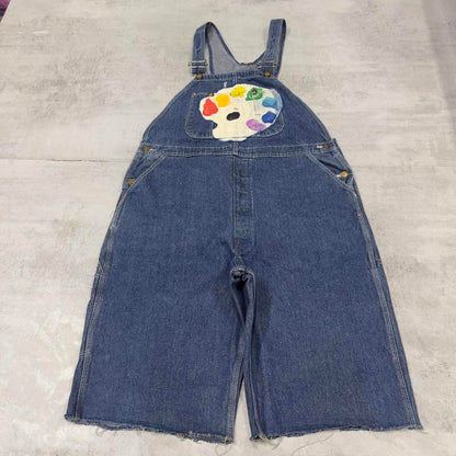Dickies dungaree shorts W40 USA blue mens denim painters overalls