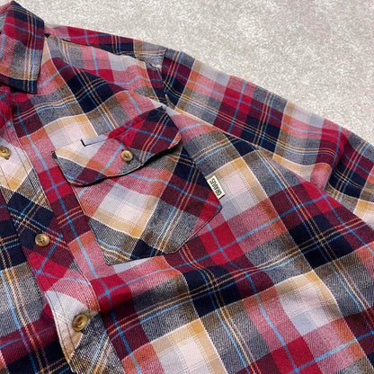 Y2K Dravus checkered plaid flannel shirt red Long sleeve check button down