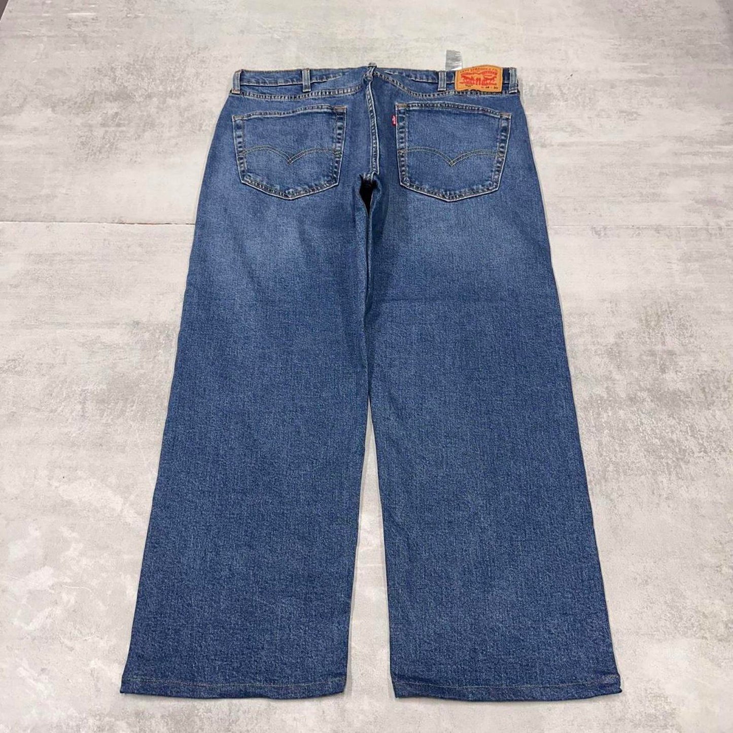 Levis 505 jeans casual streetwear W38L27 blue loose straight leg y2k style pants red tab logo skater