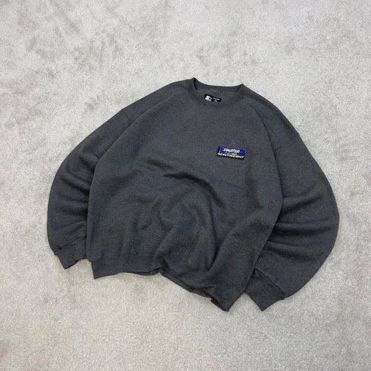 Grey Starter sweatshirt Large boxy y2k 00s style pull over jumper embroidered logo heavyweight