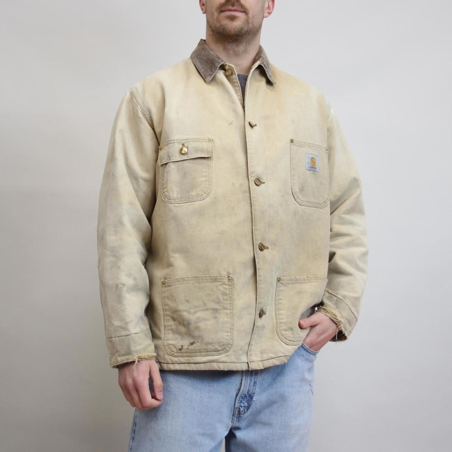 Vintage Carhartt Michigan jacket XXL blanket lined canvas chore coat distressed