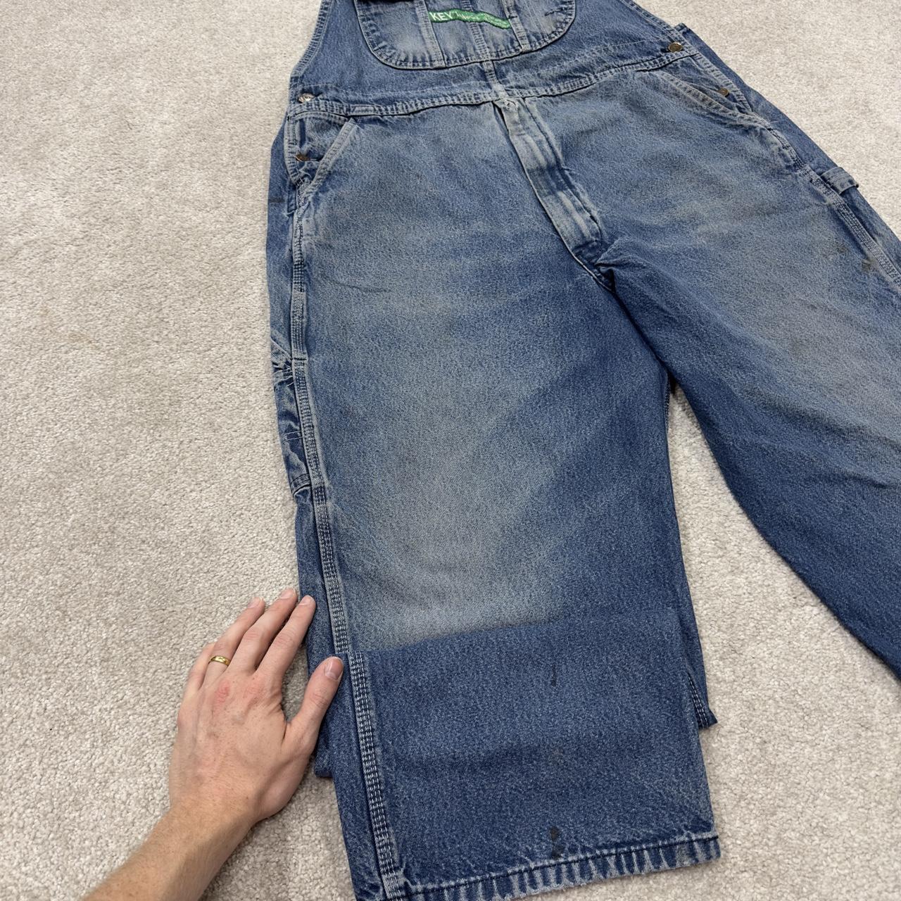 Vintage baggy dungarees 00s denim Key overalls blue 40x28