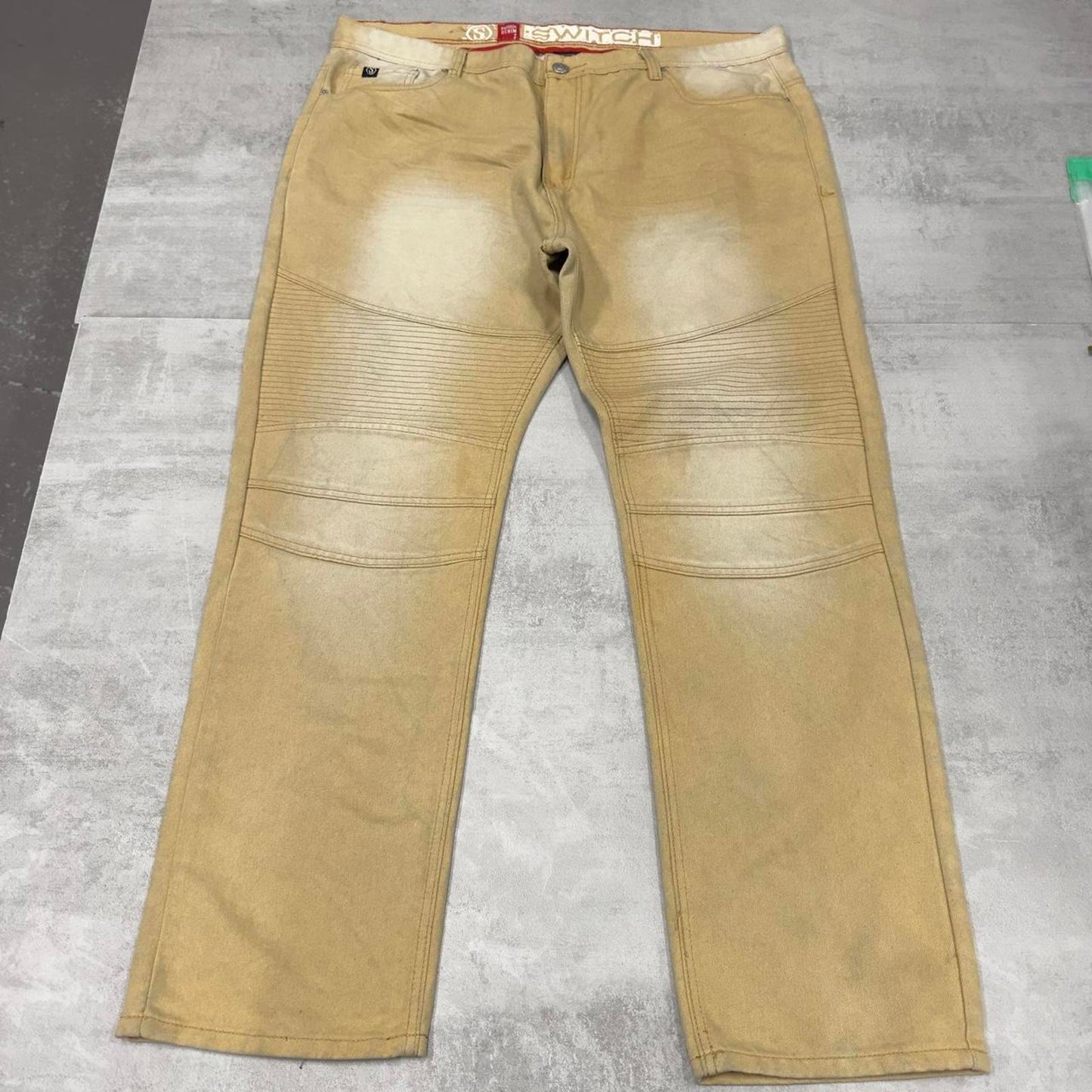 Tan/yellow Switch jeans W44L32 hip hop Y2K style jeans