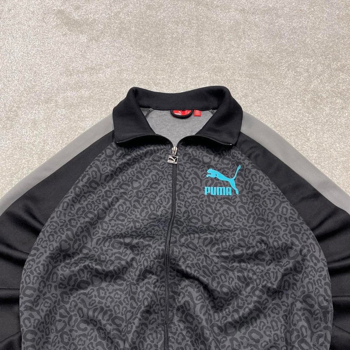 Y2k 00s Puma track jacket L men's grey black sports full zip track suit top sporty