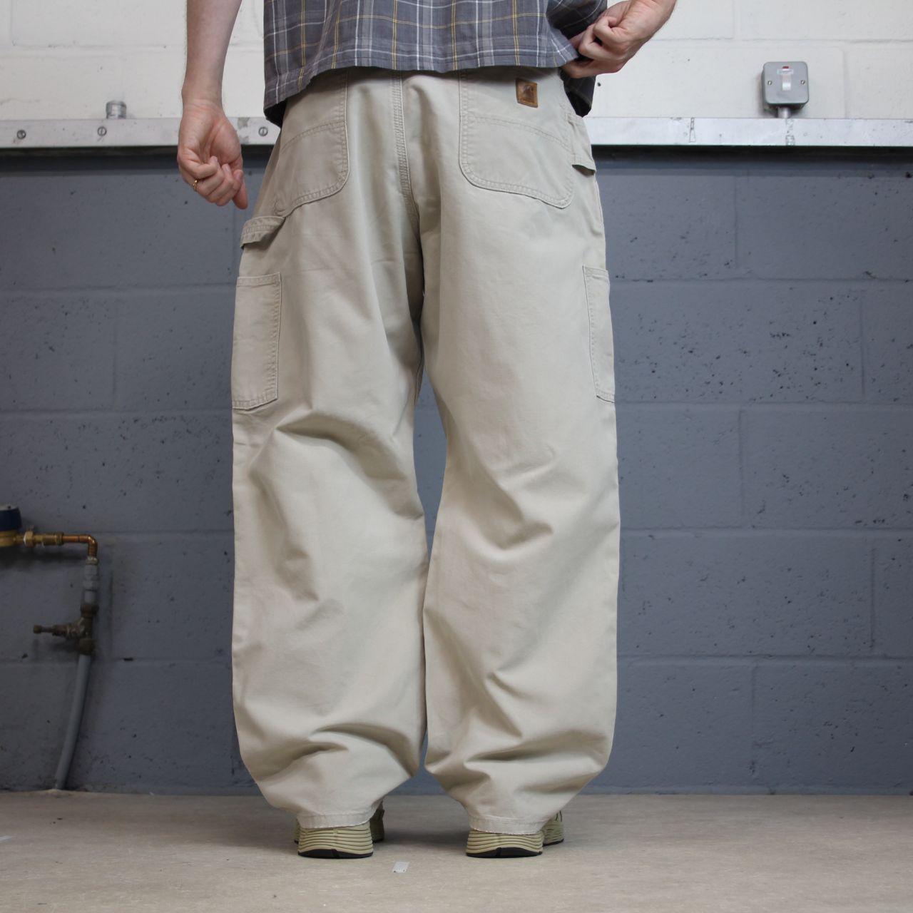 baggy vintage Carhartt carpenter pants beige y2k Loose leg 2000s style skater workwear cargos