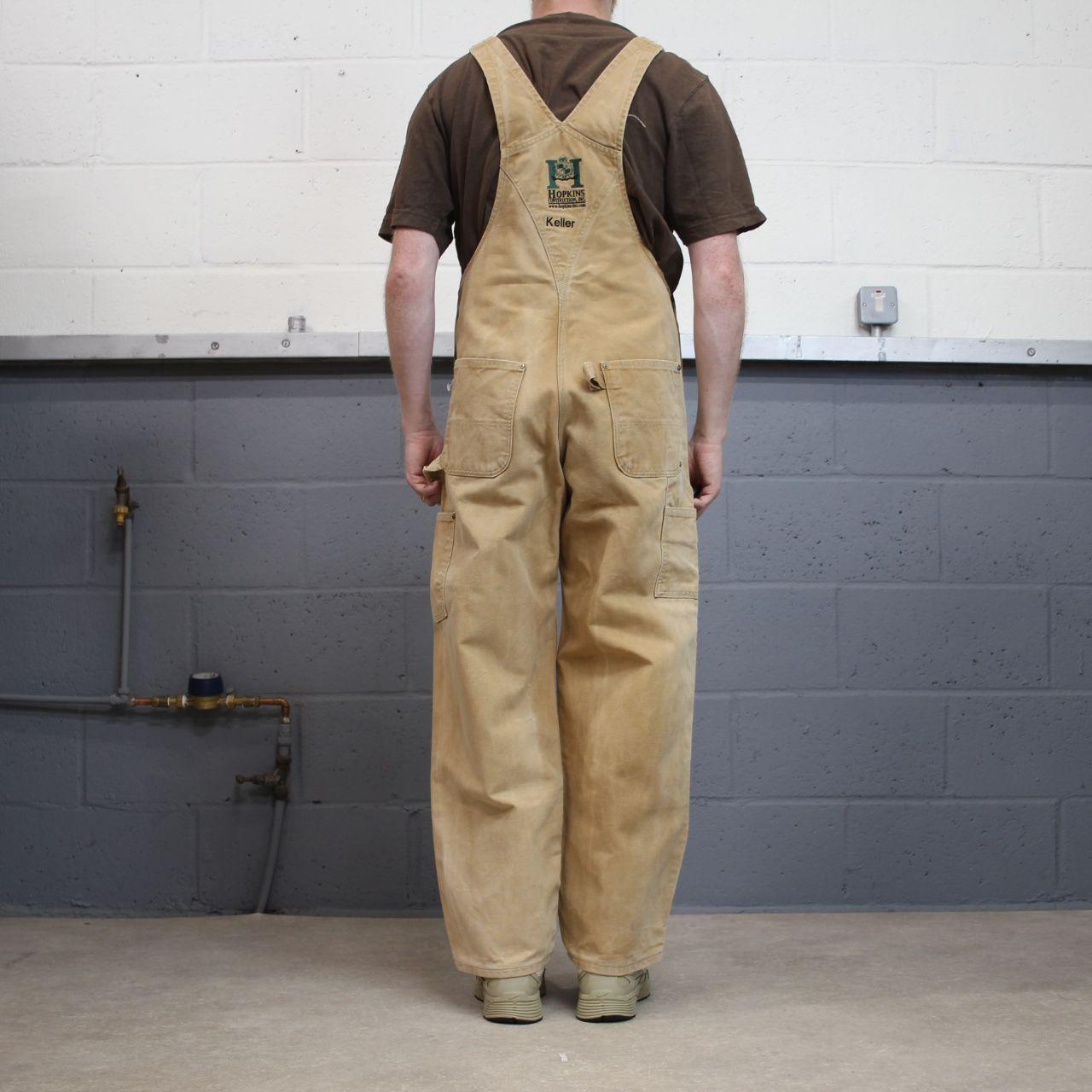 Vintage Carhartt dungarees tan brown overalls Bib & brace utility workwear farmer