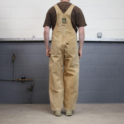 Vintage Carhartt dungarees tan brown overalls Bib & brace utility workwear farmer