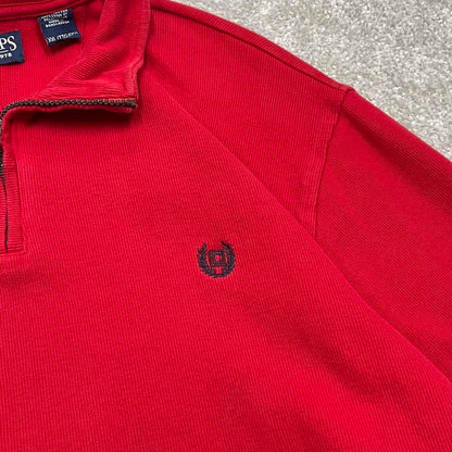 CHAPS knit quarter zip sweater jumper pull over XXL men's red knitted y2k 00s style