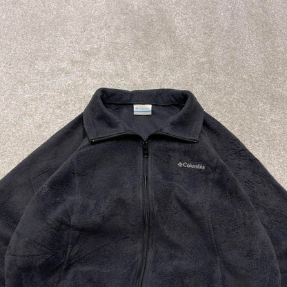 00s Columbia technical fleece L women's black full zip up y2k style autumn adjustable waist