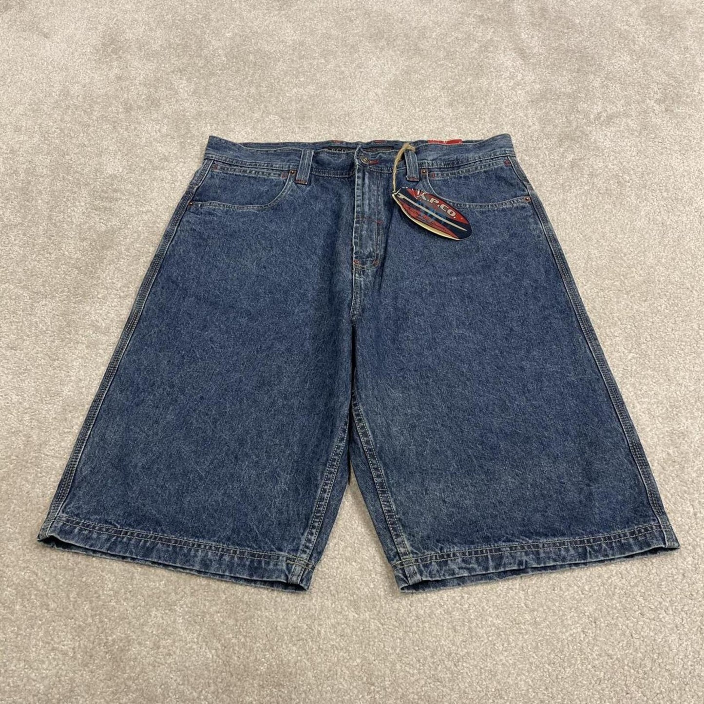 Baggy denim shorts y2k cargo blue A.P.CO. skater style brand surf jorts