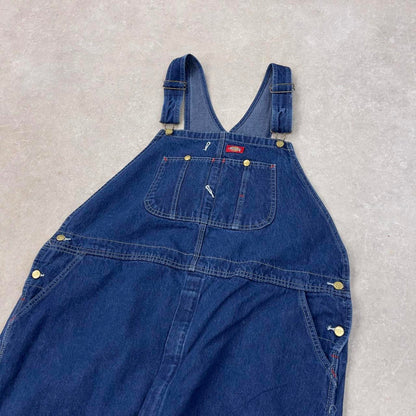 Vintage Dickies dungarees W46L32 USA blue baggy mens denim overalls