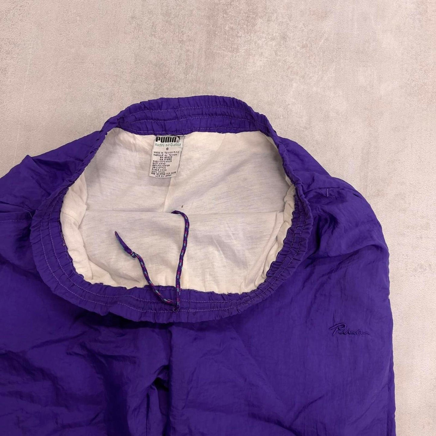 Purple Puma tracksuit bottoms S loose y2k joggers embroidered logo