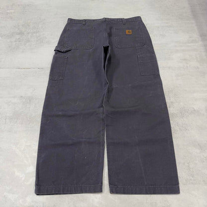 Mens Carhartt carpenter pants W36 L28 loose navy purple 90s style canvas skater cargos