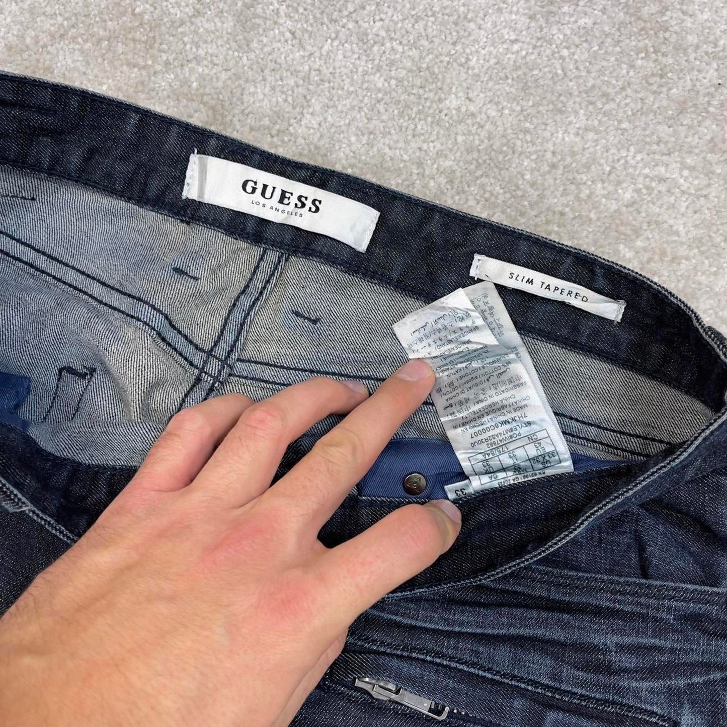 Blue Guess jeans size W33L32 y2k 90s style denim pants slim tapered