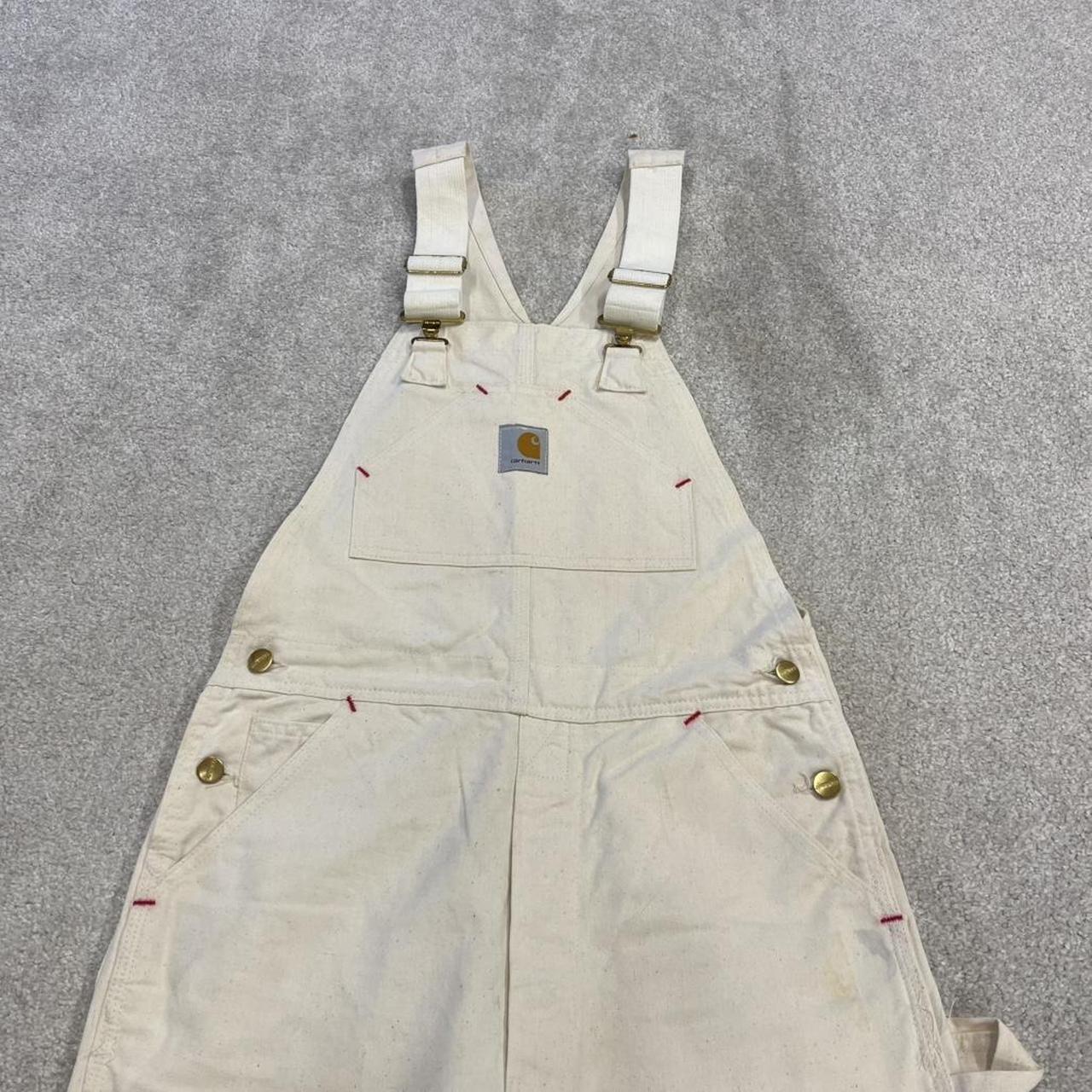 Vintage Carhartt dungarees white painter overalls Bib & brace utility workwear farmer