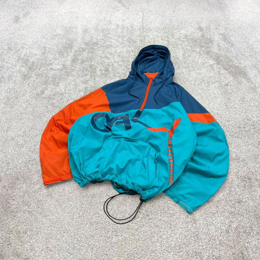 00s Oakley technical windbreaker jacket XL men's y2k style blue lightweight hooded fleece tech coat