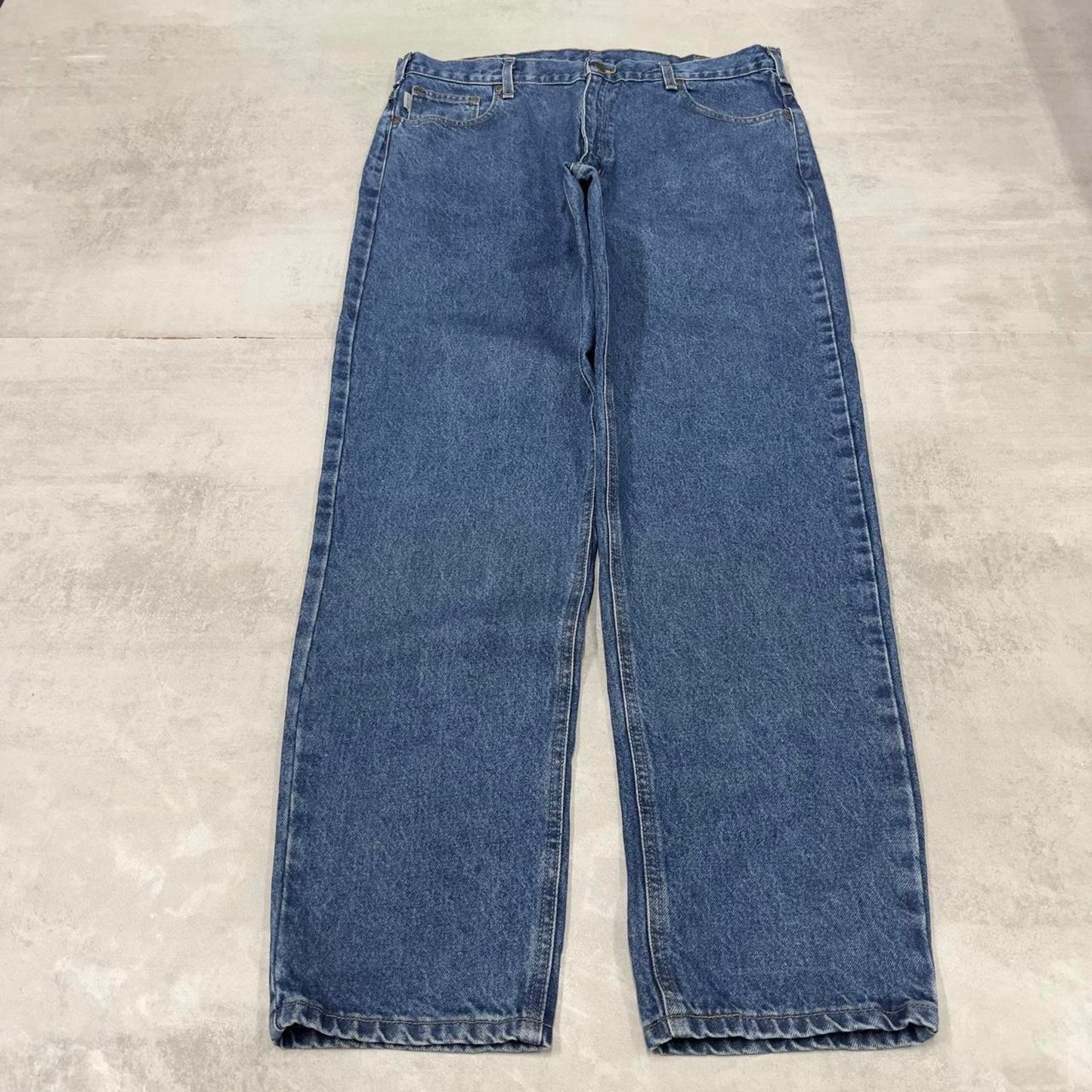 Blue Denim Carhartt jeans W38L32 90s style relaxed skater loose 5 pocket jeans