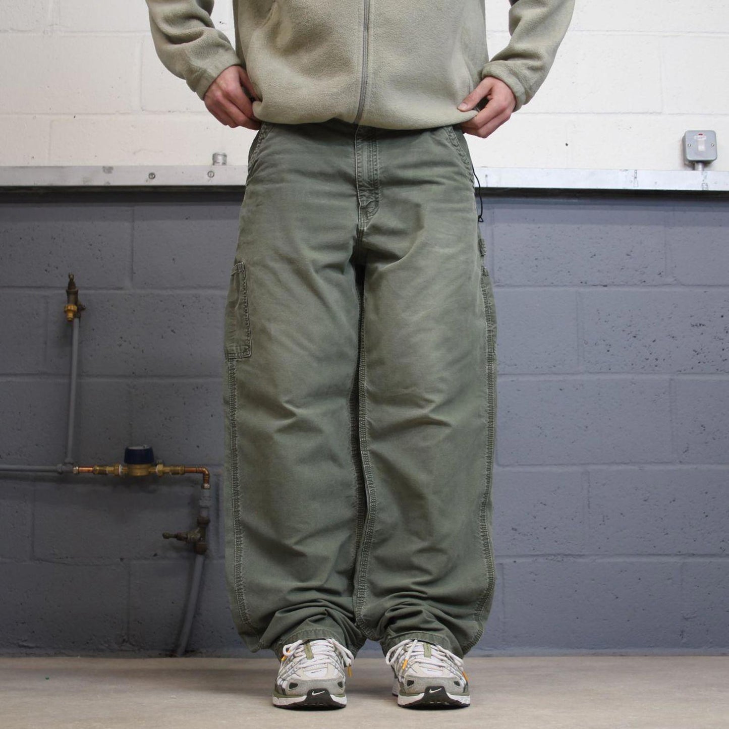 Y2K baggy Carhartt carpenter jeans green Loose leg canvasy skate style workwear cargo pants