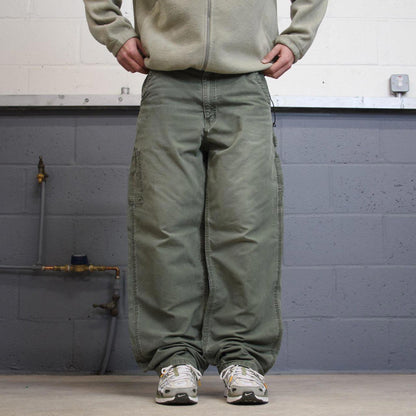 Y2K baggy Carhartt carpenter jeans green Loose leg canvasy skate style workwear cargo pants