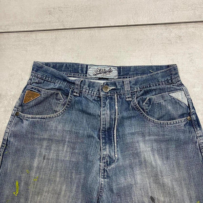 Blue Akademiks jeans W29L30 big embroidered y2k stitch design loose fit