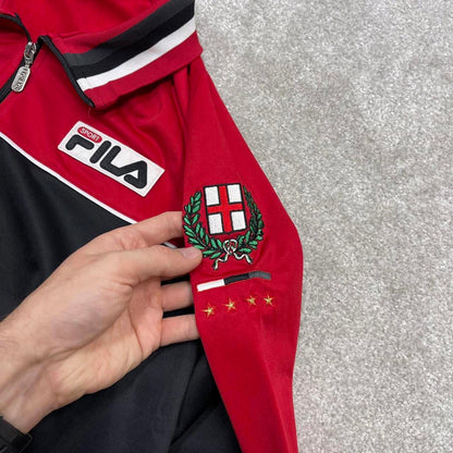Y2k 00s Fila track jacket XL mens red black Italia sports full zip track suit top embroidered sporty