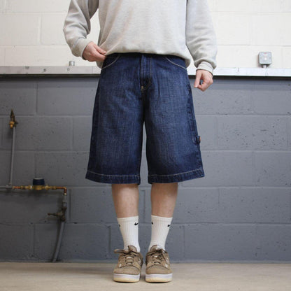 JNCO Y2K serpent 8 ball carpenter shorts skater style blue Loose denim large rear pocket jorts
