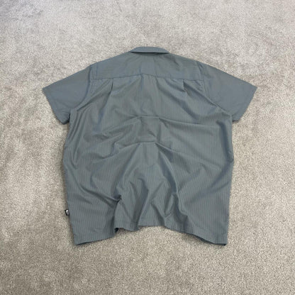 North Face checkered short sleeve shirt blue green TNF surf style check shirt style summer festival