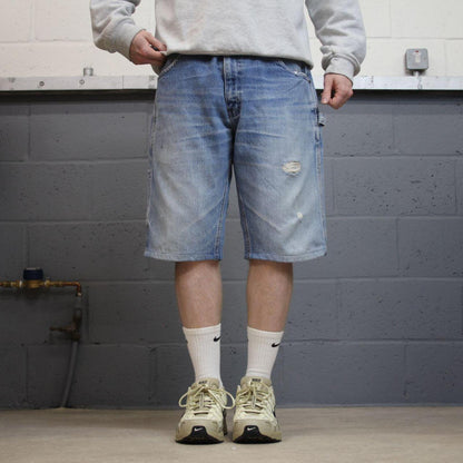 Y2K denim cargo shorts carpenter blue Key skater style summer cargo jorts